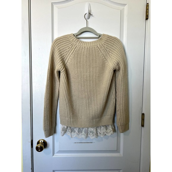 Pol Cable Knit Sweater with Lace Trim Size M - Picture 4 of 4